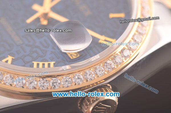 Rolex Datejust Automatic Two Tone with Diamond Bezel and Blue Jubilee Dial - ETA Coating - Click Image to Close